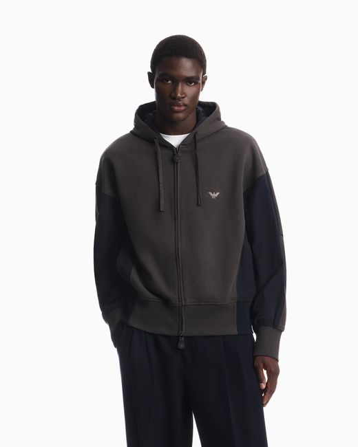 Emporio Armani Blue French Terry Jersey Zip-Up Hoodie Hong Kong Capsule Collection for men