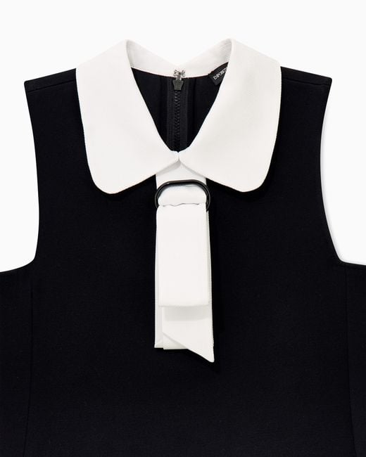 Emporio Armani Black Sleeveless Dress With A Peter Pan Collar And A Front Tie