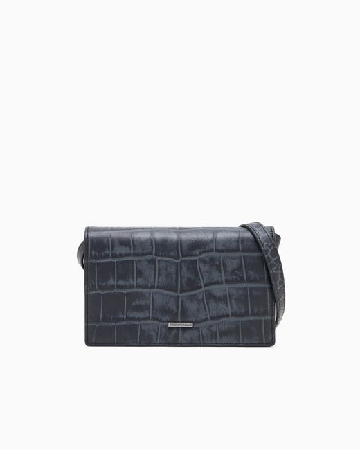 Funda Para Dispositivos Electrónicos Con Bandolera De Piel Con Estampado De Cocodrilo Emporio Armani de hombre de color Blue