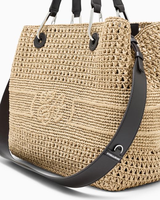Emporio Armani Natural Myea Bag Woven Straw Medium Shopper Bag