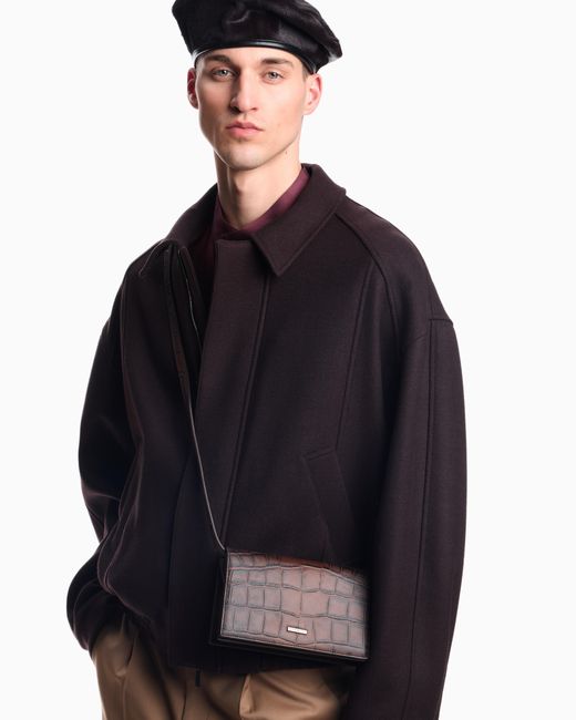 Funda Para Dispositivos Electrónicos Con Bandolera De Piel Con Estampado De Cocodrilo Emporio Armani de hombre de color Purple