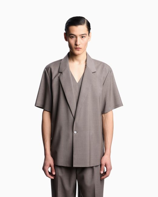 Camicia Con Rever Effetto Due Pezzi di Emporio Armani in Gray da Uomo