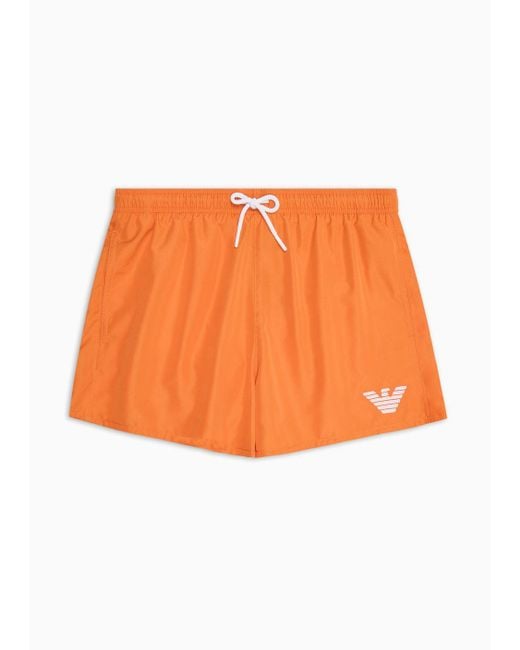 Bañador Tipo Pantalón Corto Con Cordón Essential Emporio Armani de hombre de color Orange
