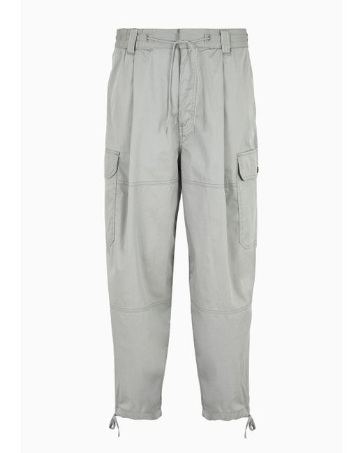 Pantalones Cargo De Sarga Doble Ligera Emporio Armani de hombre de color Gray