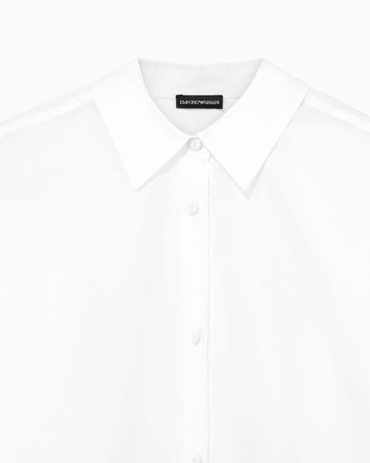 Emporio Armani White Cotton Poplin Shirt With A Pointed Collar And Long Sleeves