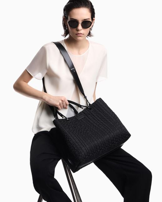 Emporio Armani Black Myea Medium Shopper Bag