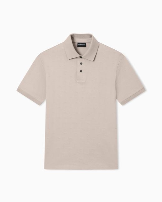 Emporio Armani Natural Slim-Fit Jersey Polo Shirt With All-Over Jacquard Eagle for men