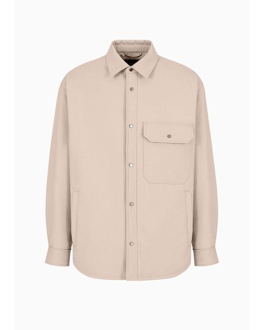 Emporio Armani Natural Wool-blend Shirt Jacket With Front Pocket for men