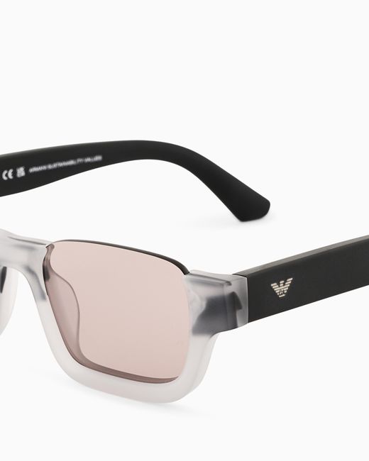 Emporio Armani Gray Rectangular Sunglasses