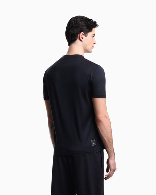Emporio Armani Blue Travel Essential Lyocell-Blend Jersey T-Shirt for men