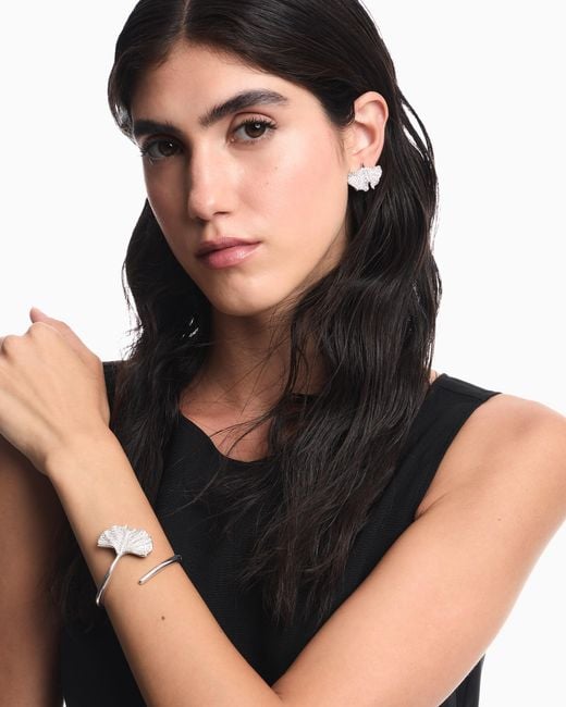 Emporio Armani White Tone Brass Cuff Bracelet