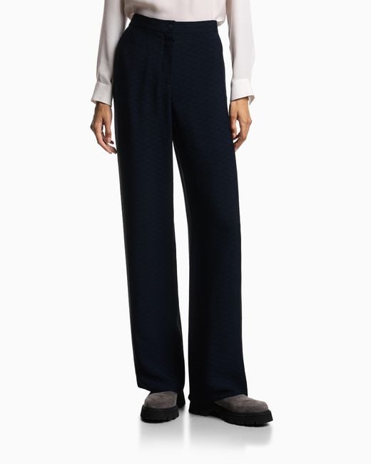 Emporio Armani Blue Icon Hose Aus Einem Stoff Mit Fließender Struktur