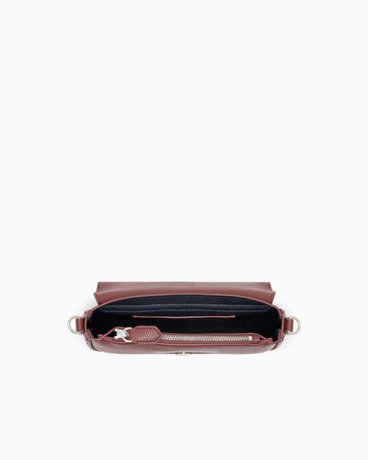 Emporio Armani Purple Wallet On Chain With Pebbled Texture And Adjustable Strap