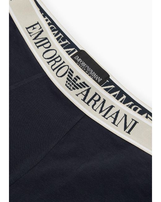 Emporio Armani Blue Asv Logo Waistband Organic-cotton Boxer Briefs for men