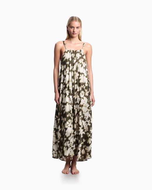 Emporio Armani White Floral Print Long Beachwear Dress