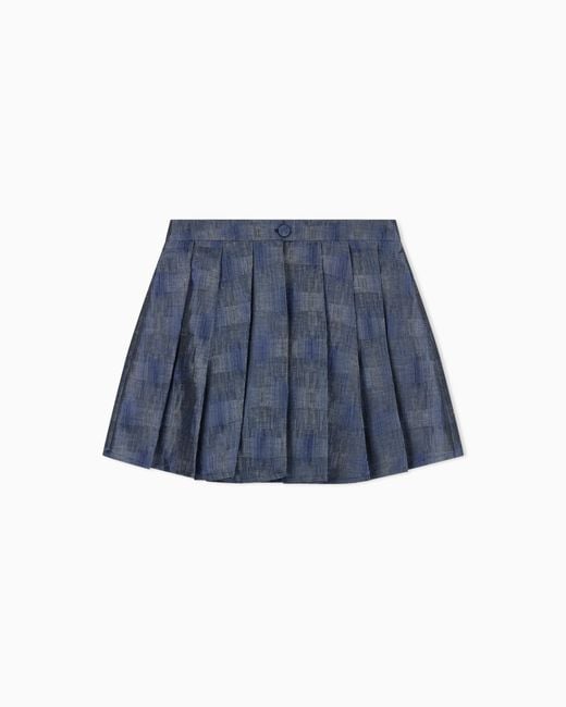Emporio Armani Blue Metal-Effect Linen-Blend Jacquard Mini Culottes