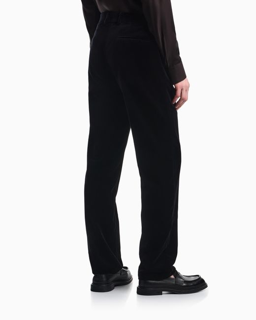 Emporio Armani Blue Smooth Velvet Trousers for men