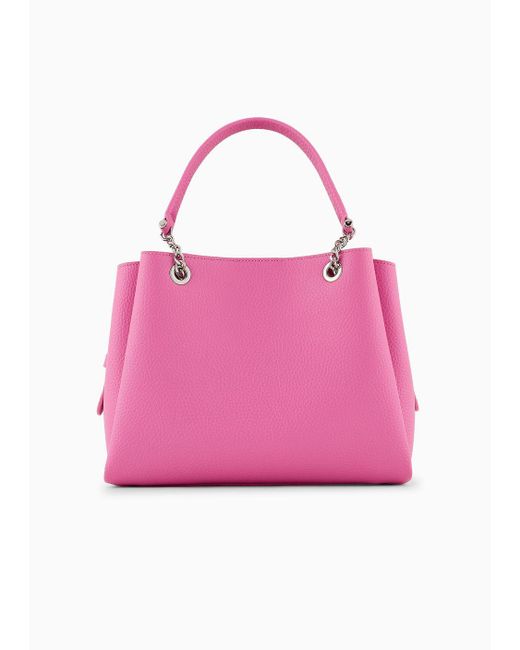 Emporio Armani Pink Palmellato Leather-effect Handbag With Eagle Charm