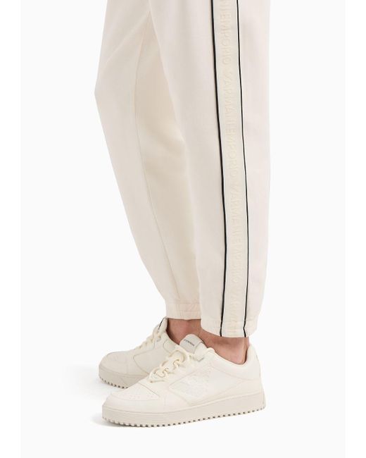 Pantaloni Jogger In Double Jersey Con Coulisse E Tape Logato di Emporio Armani in White da Uomo