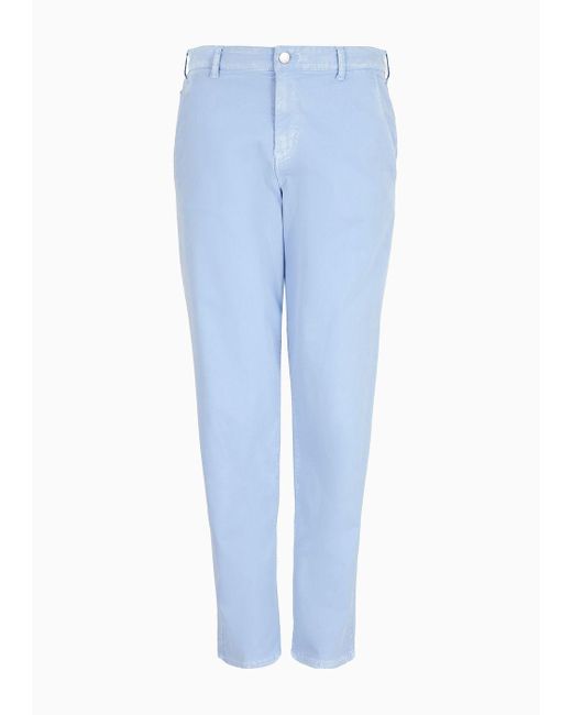 Pantalones J5a De Cintura Media Y Pernera Relajada En Mezcla De Algodón Teñido En Prenda Emporio Armani de color Blue