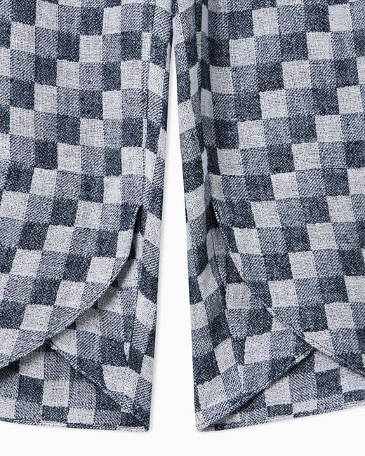 Emporio Armani Blue Check Linen Gauze Trousers