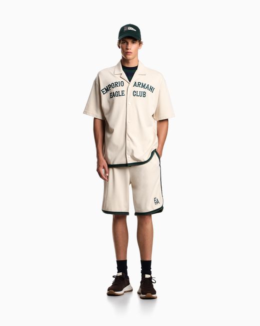 Emporio Armani White Eagle Club Jersey Shirt With Embroidery And Tape for men