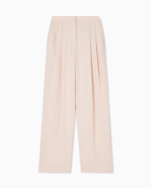 Emporio Armani White Technical Gabardine Trousers With Pleats