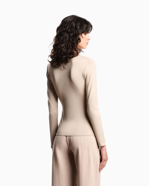 Emporio Armani Natural Stretch Jersey Jumper With Gathering Detail
