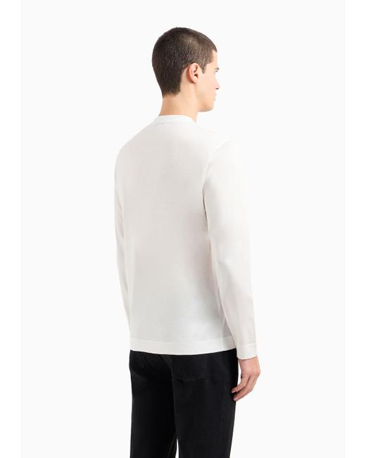 Emporio Armani White Armani Sustainability Values Lyocell-blend Jersey Sweater With Dragon Embroidery for men