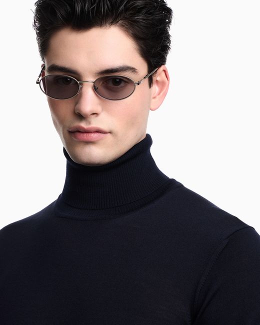 Emporio Armani Blue Pure Virgin-Wool Rollneck Jumper for men