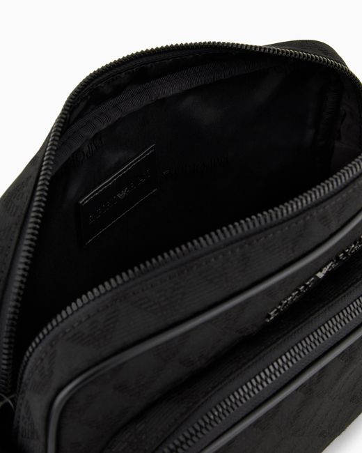 Emporio Armani Black Nylon Bag With An All-Over Jacquard Eagle Motif Essential for men