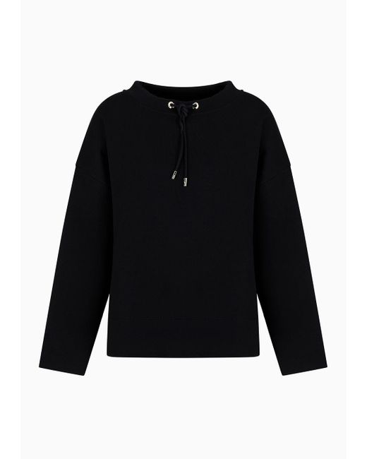 Emporio Armani Black Double-jersey Drawstring-neck Sweatshirt