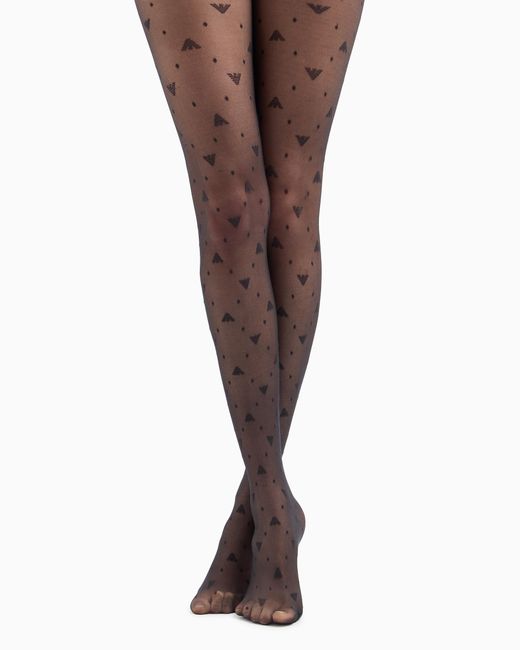 Emporio Armani Brown Tights With Polka Dots And All-Over Eagles