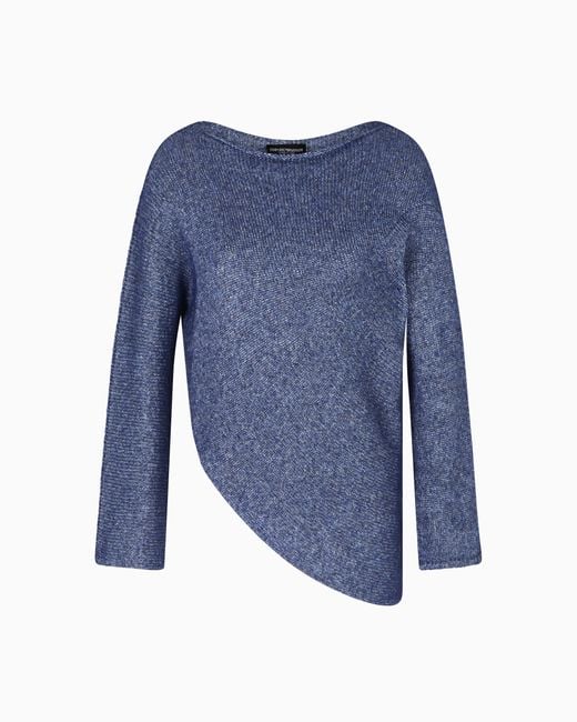 Emporio Armani Blue Winter Urbanism Capsule Collection Asymmetrical Jumper