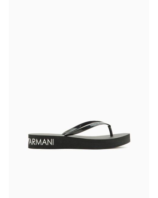 Emporio Armani White Rubber Flip-flops With Logo On The Back