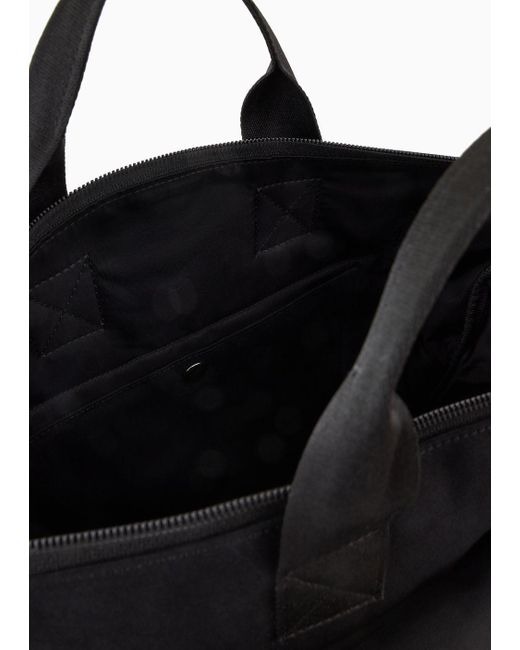 Emporio Armani Black Sustainability Values Capsule Collection Organic Canvas Drawstring Tote Bag for men