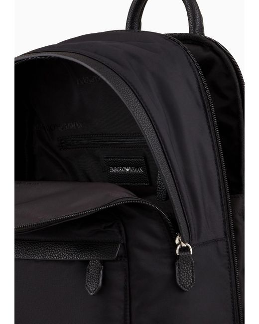 Emporio Armani Black Travel Essential Rucksack Aus Recyceltem Nylon