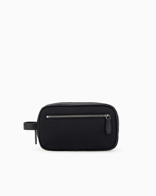 Emporio Armani Black Toiletry Bag With A Zip Closure And Leather Side Handle for men