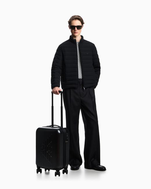 Emporio Armani Black Abs Carry-On Bag With Oversized, Embossed Eagle for men