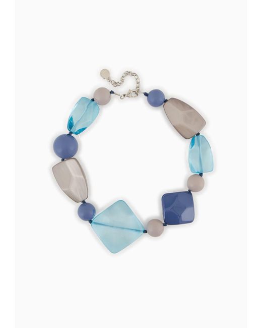 Emporio Armani Blue Choker Necklace With Geometric Components