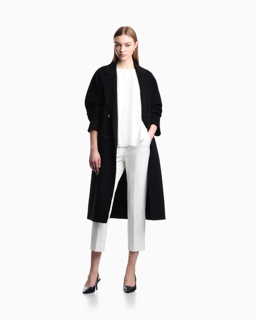 Emporio Armani White Envers Satin Blouse With 3/4 Sleeves And Zip Essential