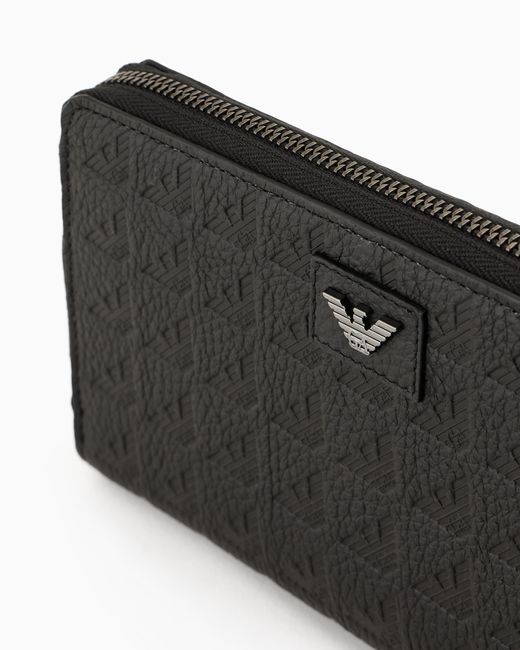 Portafoglio Zip Around di Emporio Armani in Black da Uomo