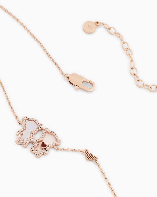 Emporio Armani White Rose-Tone Brass Id Necklace