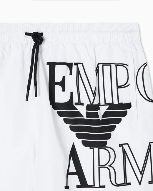 Emporio Armani White Bold Logo Swim Shorts for men