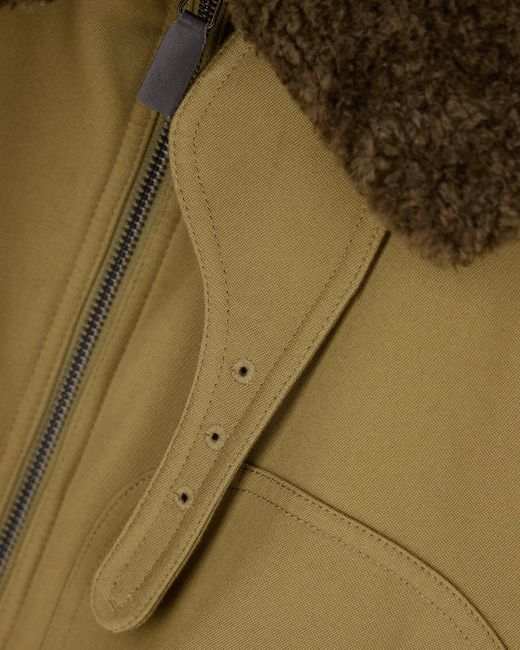 Emporio Armani Green Cotton Blouson Jacket With A Plush Detachable Collar for men