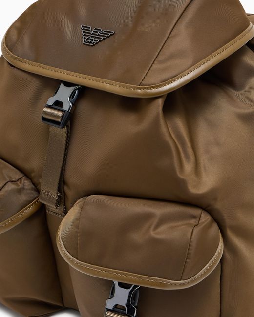 Emporio Armani Brown Multi-Pocket Backpack for men