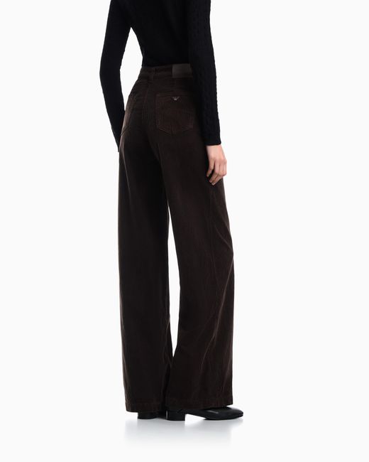 Emporio Armani Black Wide-Leg Five-Pocket Trousers