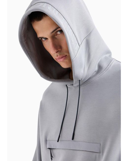 Emporio Armani Gray Travel Essentials Double-jersey Hooded Sweatshirt for men