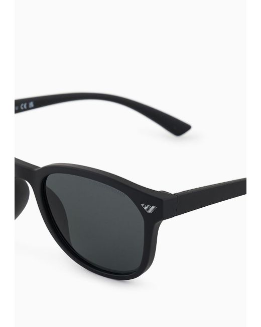 Emporio Armani Black Panto Sunglasses for men