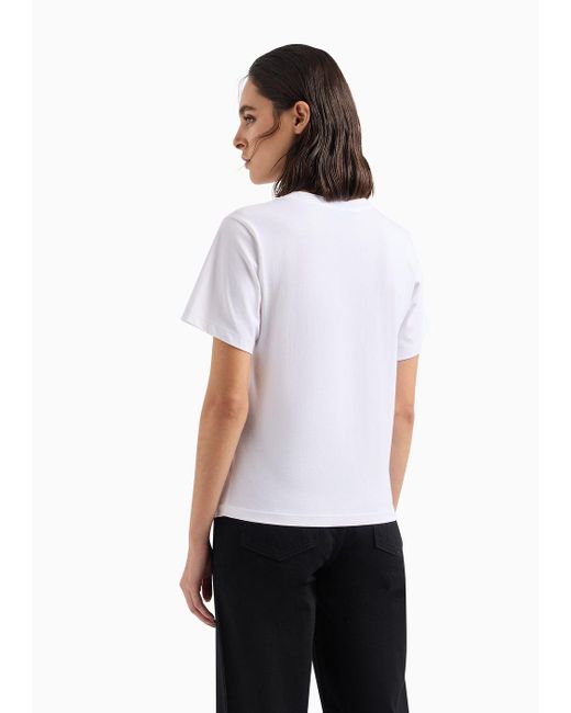 Emporio Armani White Asv Organic Jersey T-shirt With Splashes Of Colour